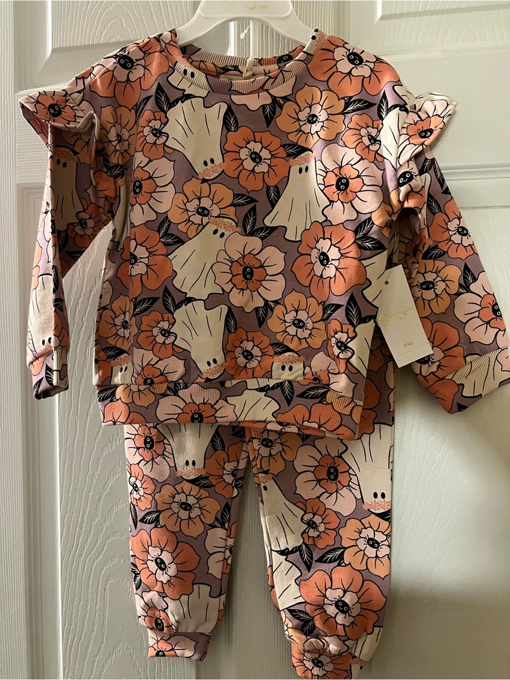 Jessica Simpson Kids Ghost & Floral 2 piece set Very Aesthetic! Spooky Halloween